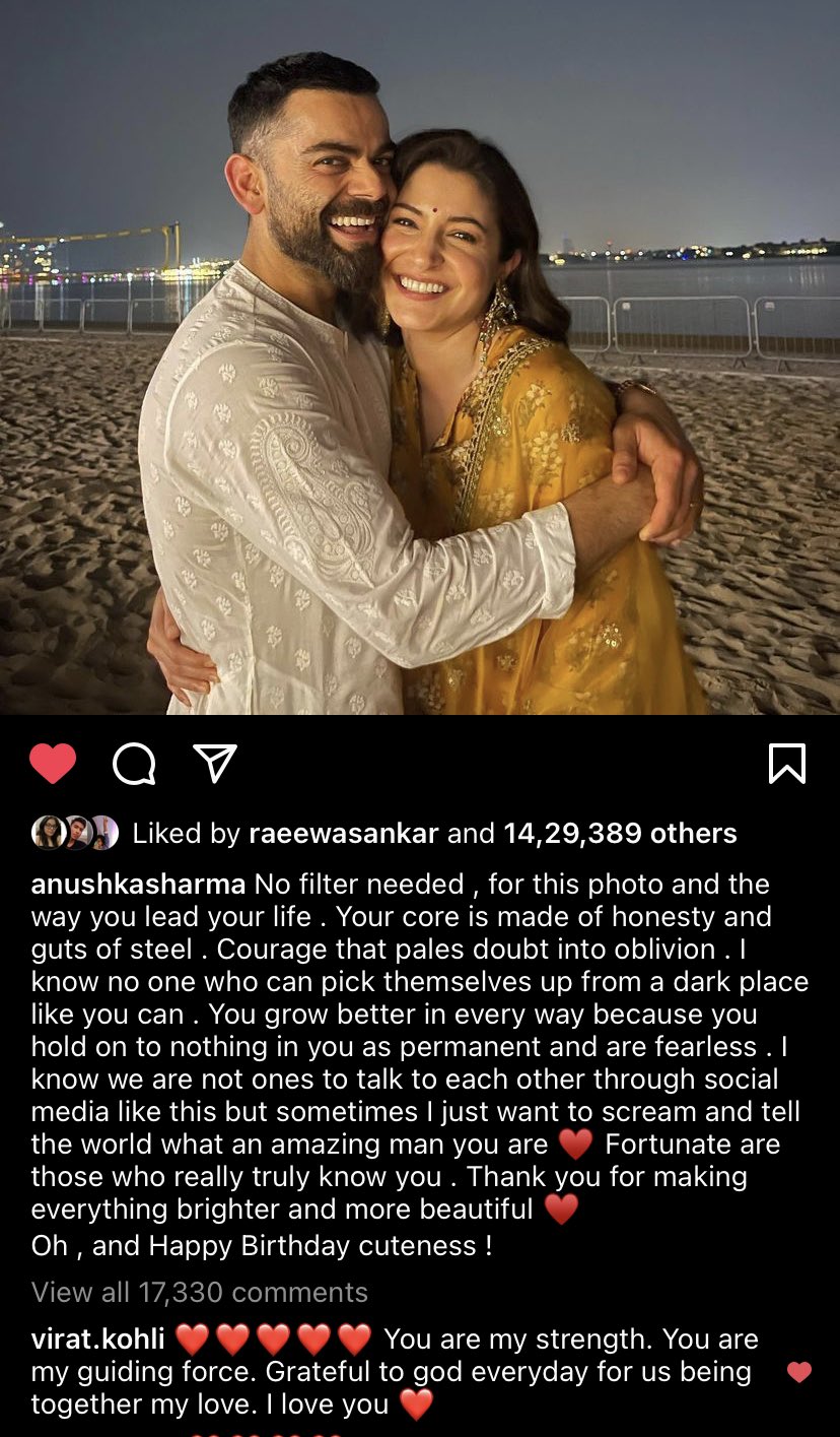 Anushka Sharma Wrote A Beautiful Birthday Note For Virat Kohli On Instagram  - The Cricket Lounge