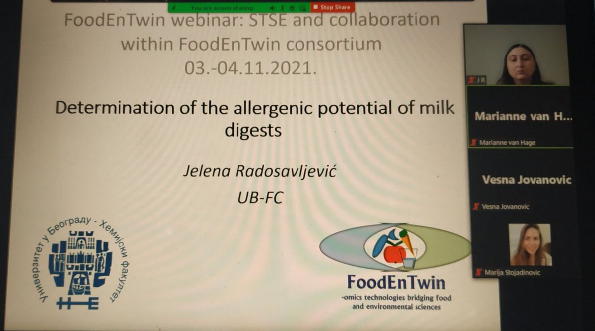 FoodEnTwin's tweet photo. Milk digestomics work presented by Jelena Radosavljevic @FoodEnTwin webinar. Joint work of @HemijskiFak_UB and Karolinska Institutet, published in @Foods_MDPI https://t.co/Y2je5QEqvs