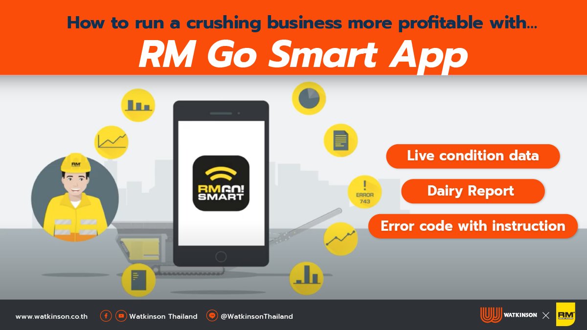 Watkinson_th's tweet photo. How to run a crushing business more profitable with…
RM Go Smart App

- Live data about the condition of the machine
- Dairy Report automatically created
- Error code with instruction

For more info : https://t.co/QUQ1XjdwcO https://t.co/ww5GrRMD1M