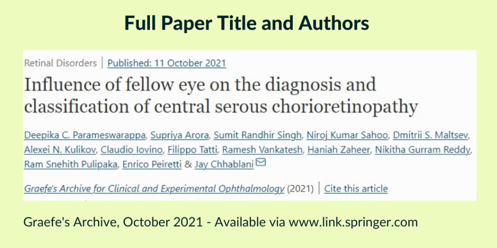 YoungRetina's tweet photo. The role of the fellow eye in diagnosing central serous chorioretinopathy #subretinalfluid #serousfluid #chorioretinopathy https://t.co/KkCayptrMI https://t.co/5M0qodp6Tu