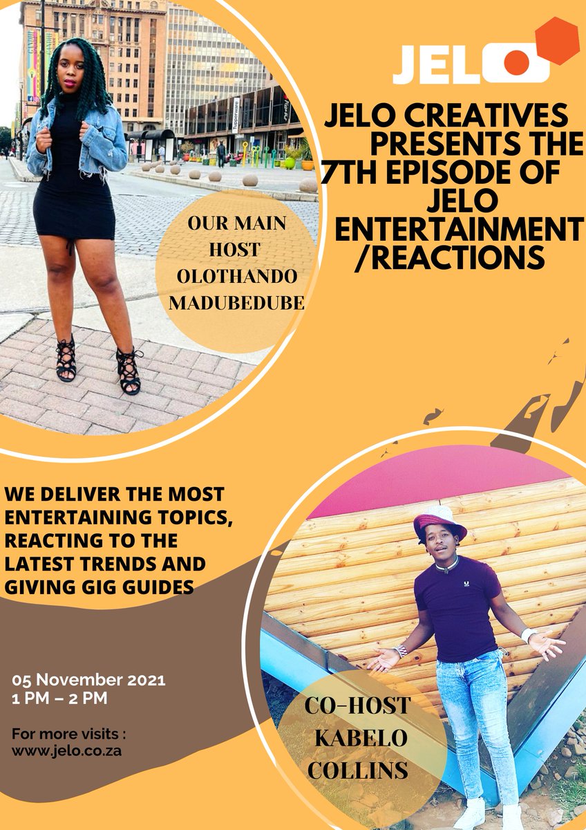 JELOcreatives's tweet photo. Do you want to know of the latest news and entertaining scandals? Well worry no more,you’ll get on our upcoming Jelo Entertainment/Reactions episode. DM for a link💯
#jelocreatives 
#FetchYourLife 
#JeloEntertainment 
#JeloReactions 
#MafikizoloMamezala 
#ThomasAndSkhumba https://t.co/TLbcSNhRdL