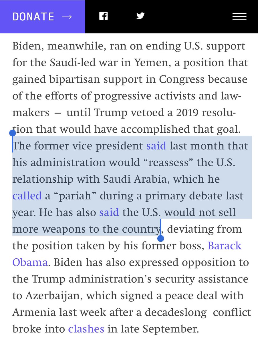 JordanUhl's tweet photo. Another promise broken by Joe Biden. After previously claiming he wouldn't sell weapons to the Saudis—in addition to hollow rhetoric about "weighing human rights concerns" when considering arms deals—Joe Biden just green-lit a massive arms deal with the Saudis. https://t.co/6AHOSAFms9