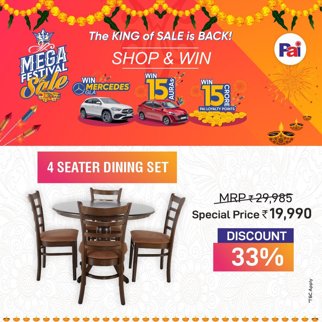 Pai International on Twitter: "Big #offers on #Furniture for this #festive  season that you can't ignore!! Shop now and stand a chance to win  #Mercedesbenz or #HyundaiAura or #15crore Pai Loyalty Points!