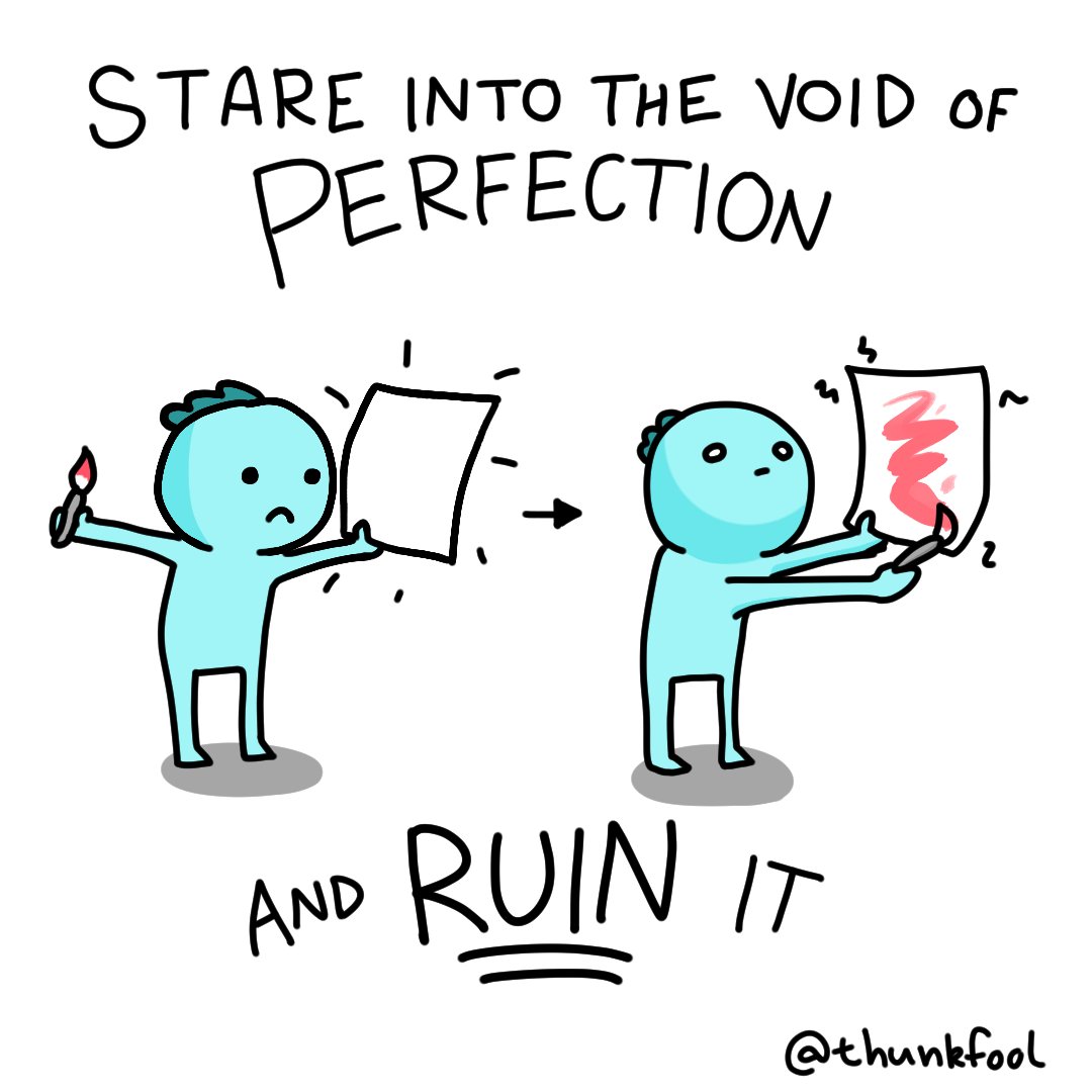 thunkfool's tweet photo. whenever you act or create you do so imperfectly. don't let the fear of being imperfect hold you back from action #comics #webcomics https://t.co/pfUlHDE5xI