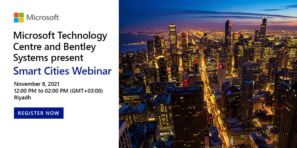 Microsoft_Saudi's tweet photo. Looking for ways to improve your city’s operational efficiencies? Join our experts and discover the latest insights on Smart Cities. Enhance your city’s operational efficiencies with city-scale digital twins. Register now: https://t.co/ugNYbc3JSg

#MicrosoftSmartCities https://t.co/a71YadDDwW