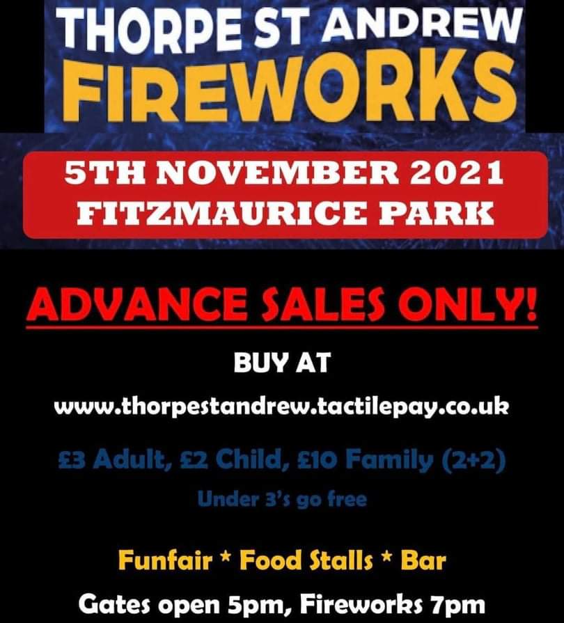 The Norwich Devils will be at the Thorpe St Andrew Town Fireworks Display at the Fitzmaurice Park tonight! 🎉

If you see us, give us a wave!! 🤗

Gates open at 5pm and the Fireworks Kick Off at 7pm.