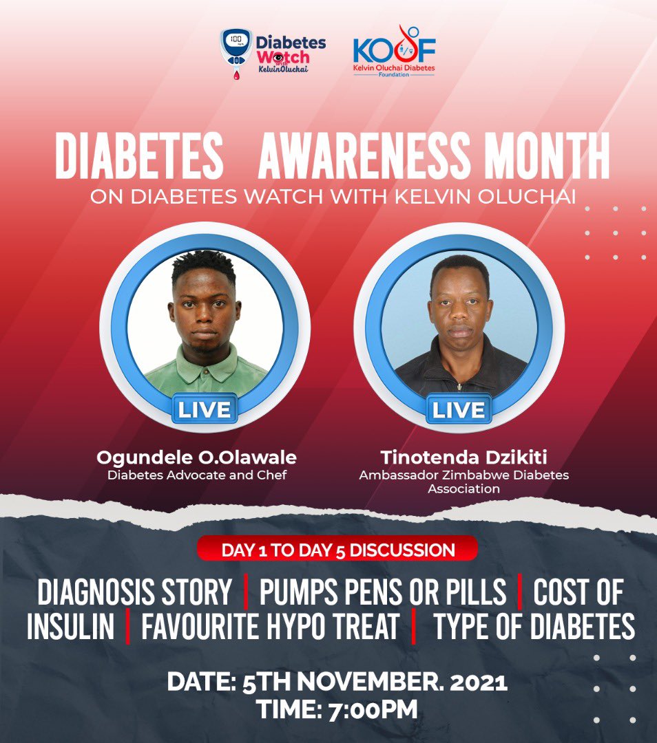 kodiabetesfdn's tweet photo. Join us @tinodzikiti @yezzy_johney today at 7pm UK time live on Facebook
#kodf #diabetesawareness #zimbabwediabetesassociation #diabetes #diabeteswatch #diabetesawarenessmonth #insulin100 https://t.co/H6HkiBYdvF
