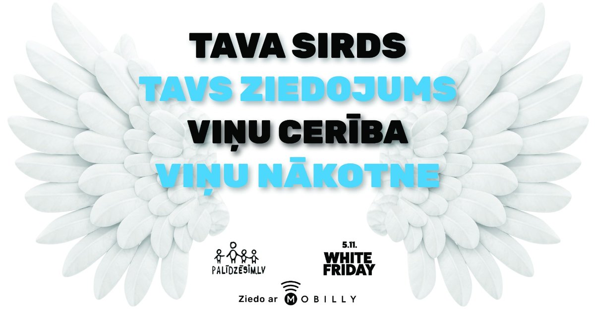 PalidzesimLV's tweet photo. Aiiiziet! 
Baltā piektdiena ir klāt!🤍 
Ziedo @PalidzesimLV izmantojot @Mobilly
https://t.co/T6KiN9tT4d

#whitefriday #mobilly #palidzesimlv #ziedo #atbalsti https://t.co/SRIB58Z3Ek
