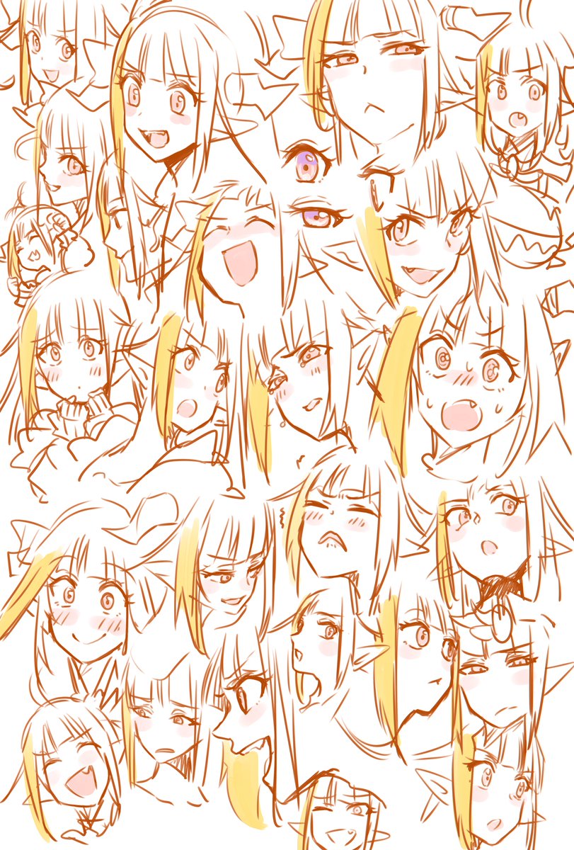 桐生ココ 「顔安定しないんで練習。でも結局次描くと顔変わります
 #みかじ絵 」|いすか🐉🍕のイラスト