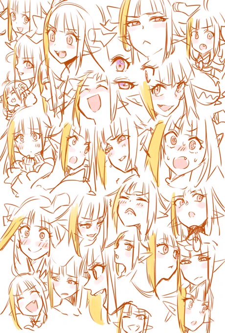 顔安定しないんで練習。でも結局次描くと顔変わります
 #みかじ絵 