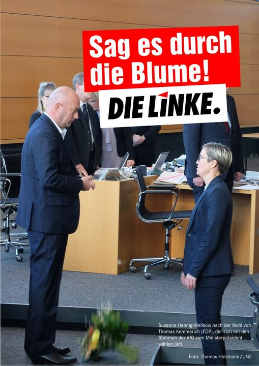 Immerhin: Wenn sich der linke Sören Benn in Pankow mit Stimmen der #AfD zum Bürgermeister wählen lässt, gibt es auch Blumen. 

berliner-zeitung.de/mensch-metropo…
