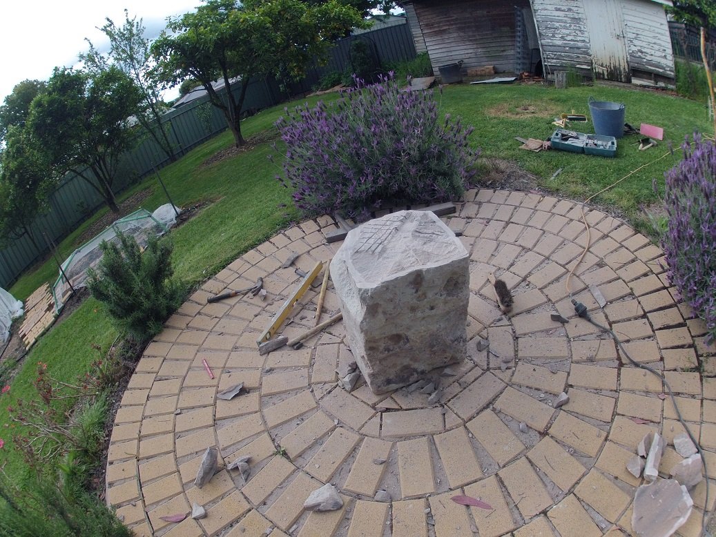 capebanks's tweet photo. Today's work at Mt Beauty. Shaping up the mudstone block for the dedicated sundial #structuralLandscaping #Stonemasonary https://t.co/dF7svUkwCJ