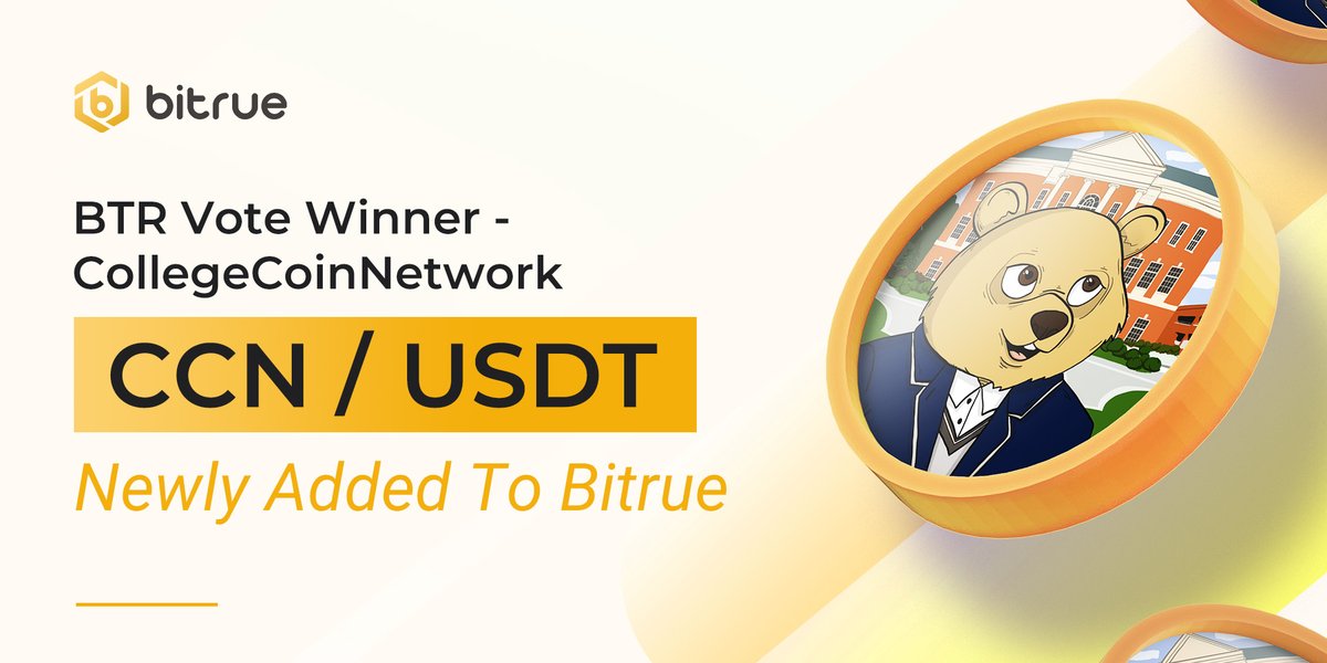 BitrueOfficial's tweet photo. We're listing $CCN @CollegeXRPL today after they successfully passed the #BTRVote as well ! Let's go!#XRPL community ! Deposits are open NOW, and pairs with $USDT open at 11:00 UTC today. https://t.co/pTA5OUR7QA https://t.co/Cm2B9IcaP6
