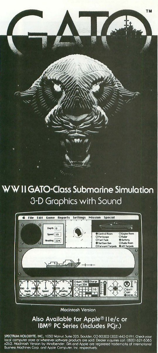 TakodanTweets's tweet photo. 1985 vertical ad for the game 'Gato' by #SpectrumHolobyte on #AppleII and #PC https://t.co/FkB3zQLO1N