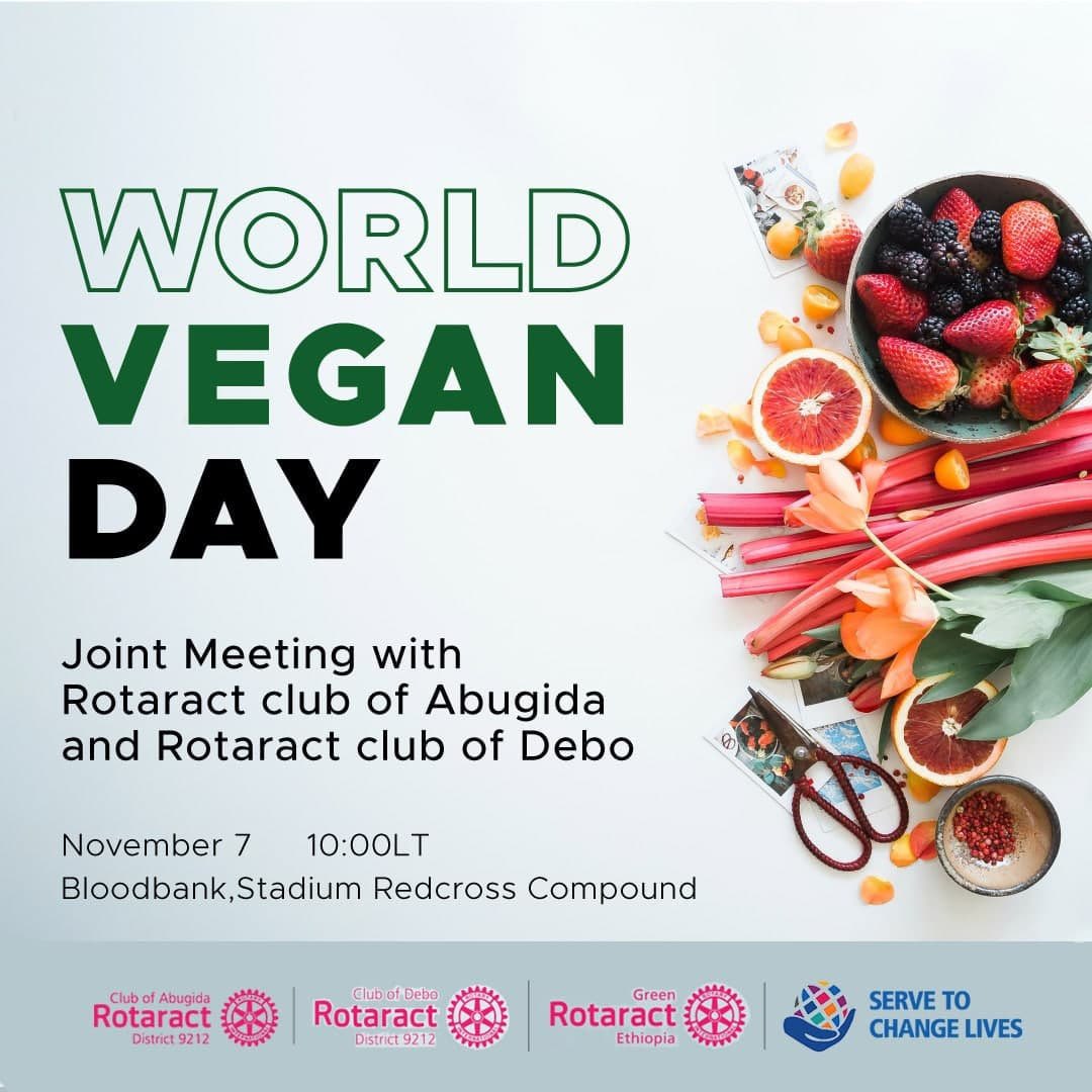 RAbugida's tweet photo. Ever wonder what veganism is?
Or, what foods and drinks they do and don’t consume?
Join Us as we bring you an awareness creation session for World Vegan Day. Miss it not,
we won’t.
#WorldVeganDay
#ProfessionalDevelopment
#RACDebo
#GreenRotaractConcept
#ServetoChangeLives https://t.co/vfSutcM8Ga