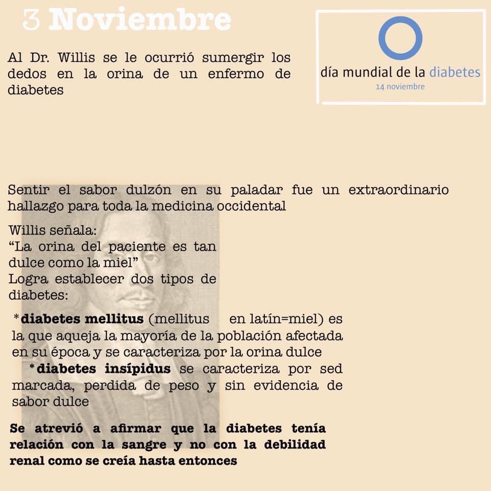 adicorc's tweet image. Al Dr. Thomas Willis se le ocurrió sumergir los dedos en la orina de un enfermo de diabetes …
#diabetes #DiabetesAwarenessMonth