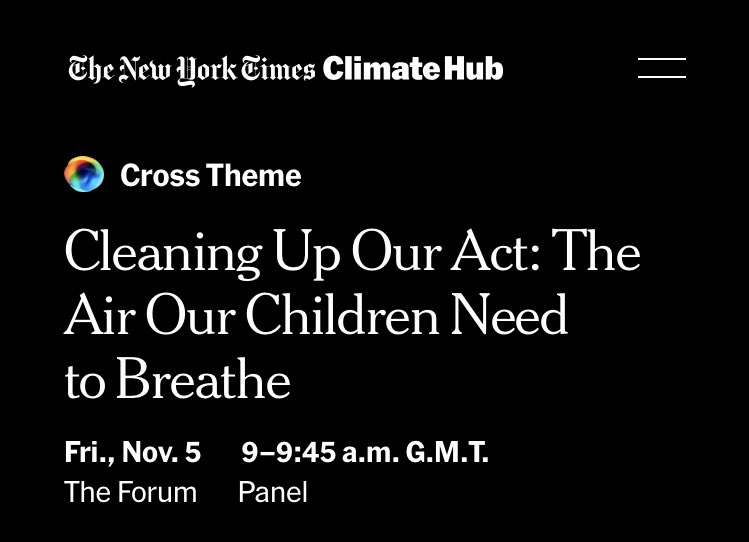 Really looking forward to joining @LFFriedman @BhavreenMK and @KKadzidlowska in the @nytimes Climate Hub this morning for a vital discussion on air pollution and children’s health 🚸 #OurChildrensAir