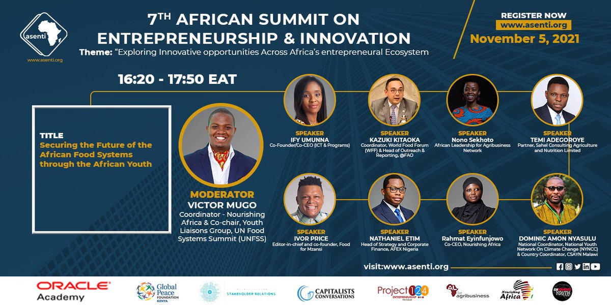the_afchub's tweet photo. Are you ready for the ASENTI Summit? We have an amazing panel to discuss “Securing the Future of the African Food Systems through the African Youth.”
⏱️ 14:20hrs WAT, 15:20hrs CAT, 16:20hrs EAT
✍️Register: https://t.co/Bf9OT9MgTE
#ASENTI @AsentiKE https://t.co/ESsUi35coF