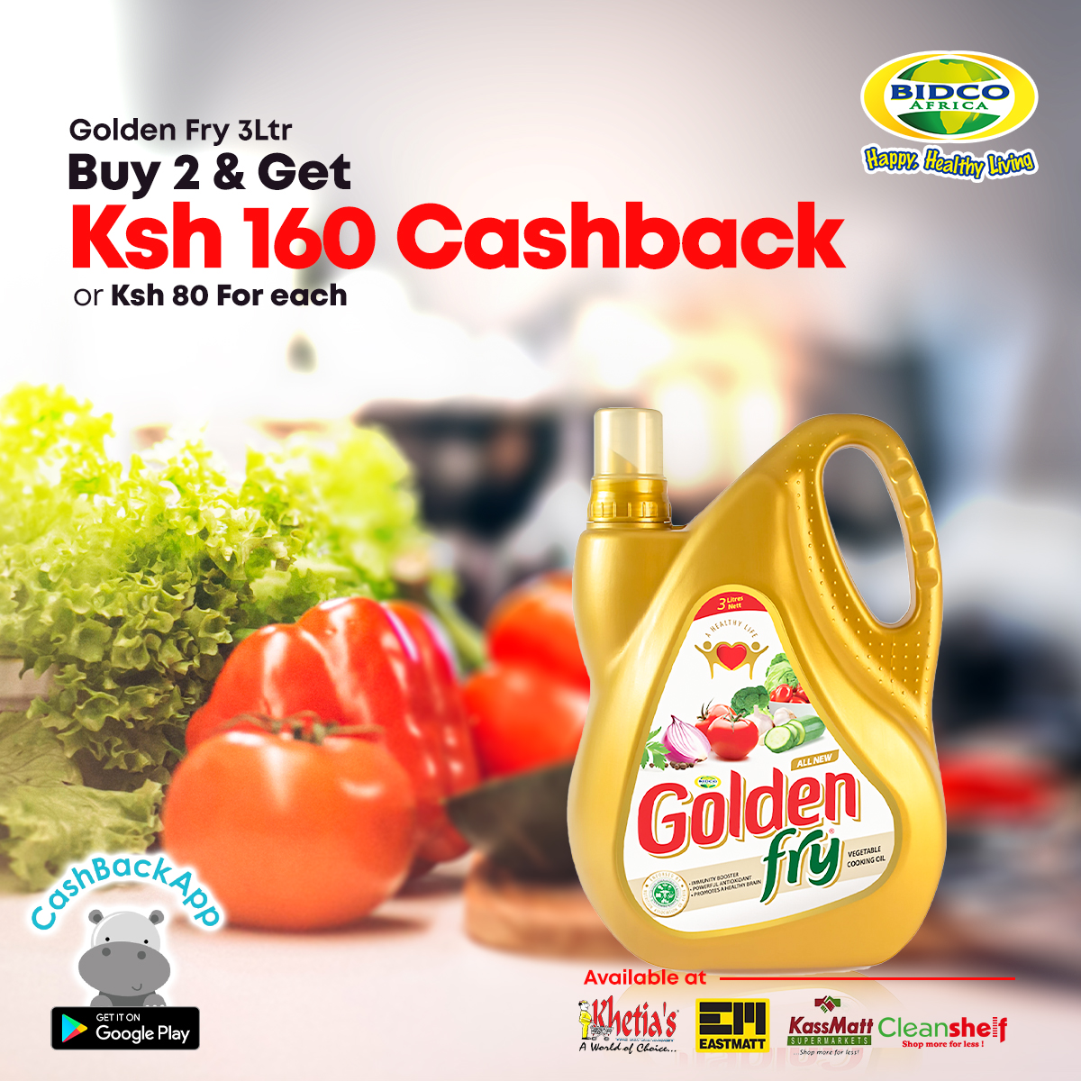 Bidco_wellness's tweet photo. Get 80ksh cashback instantly, only on Cashback app https://t.co/7xn8ANETM5 via M-pesa for every Golden Fry 3ltr.
Don't miss out on this! @cashbackapp_ke
#GoldenFry #BeHealthWise https://t.co/e4RnPZDIb1