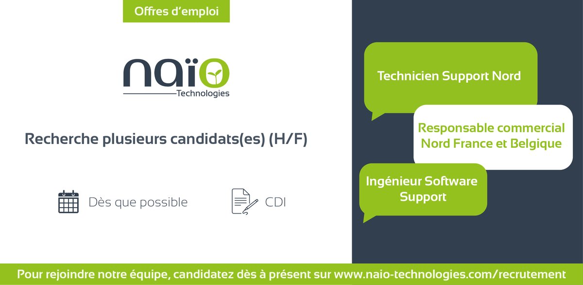 naiotech's tweet photo. Naio technologies est à la recherche de ses futures pépites ! 

📍 Postes basés en France ou en Belgique
📅 Offres à pourvoir en CDI
 
Pour candidater, RDV sur 👉 https://t.co/70U7m98CvJ

#job #recrutement #robotique #robot #agriculture #innovation #agtech #naiotech https://t.co/sRT09Bko86
