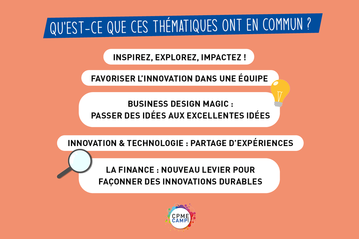 Allez. On est sympa, et c'est bien parce que c'est vous ! 😳
Voici, quelques thématiques qui seront abordées lors du CPME CAMP. On vous laisse nous dire en commentaires ce qu'elles ont en commun ? 🤓
Et pour vivre l'expérience CPME CAMP, c'est par ici 👇
bit.ly/3myZk6k