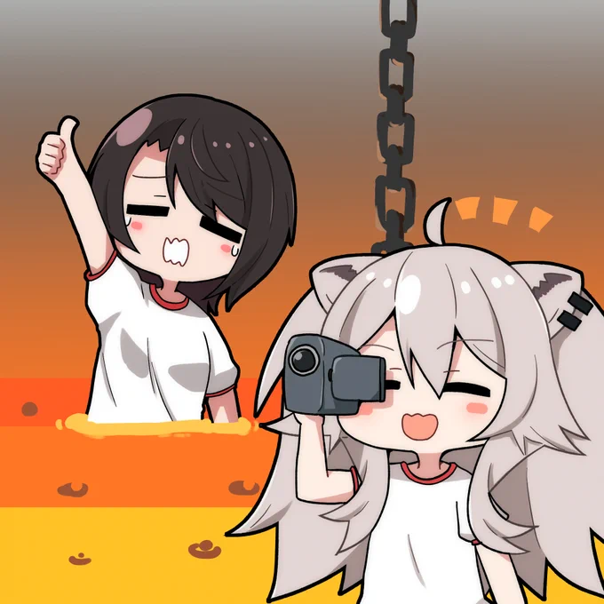 #プロテインザスバル #ししらーと 
障害物競走練習でスバルが親指を立てながら溶鉱炉(マグマエリア)に沈んでいくシーン 
