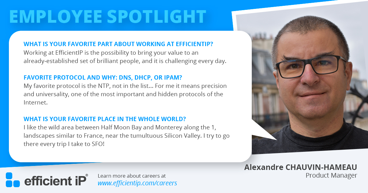 efficientip's tweet photo. π#EmployeeSpotlight πMeet @achauvin "Alex" "who recently shifted to a product manager role, taking on more responsibilities over the upcoming product developments. He also moved to another city in France, working remotely and closer to family. #solutionexpert #naturelover https://t.co/6PiYYm5quZ