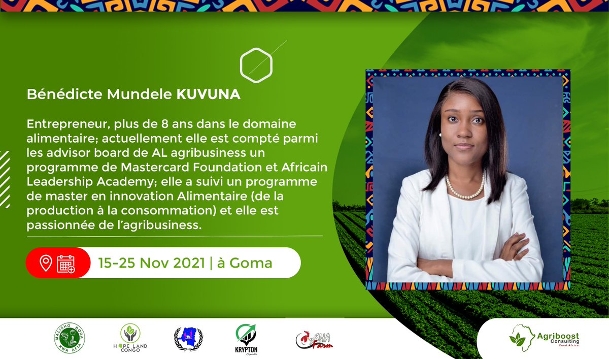 agriboostconsu1's tweet photo. Nous avons déjà hâte de vous présenter le profil de nos formateur et Intervenants. Inscrivez-vous ou inscrivez le manager de votre ferme dès maintenant!  du 15 au 25 octobre. +243 973 318 388 ou Inscrivez vous via ce lien https://t.co/jskBGeaH2v  dès maintenant #WeFeedAfrica https://t.co/9drBXrB0fy