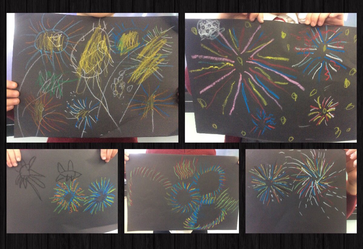 TyntesfieldHR's tweet photo. Check out our incredible oil pastel firework pictures we have created for bonfire night 🎇 🎆 https://t.co/rfYHD25Po8