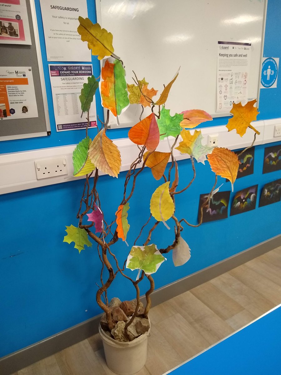 A group of adult learners I teach for Leicestershire Adult Learning Services have created a tree of promises to help combat climate change in response to our lessons on COP 26 #PromiseToThePlanet #ForestOfPromises @wwf_uk