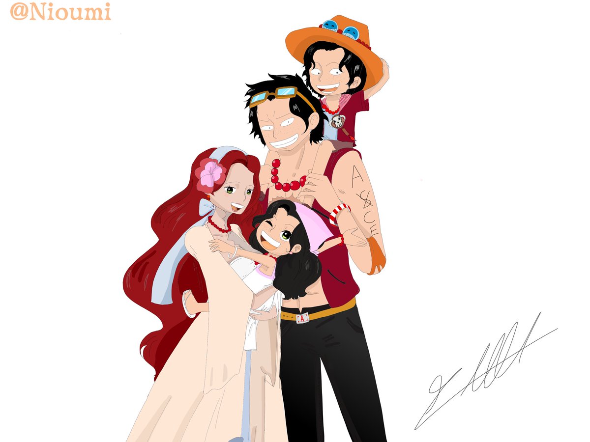 Art trade with the Kind flower @HatoChan19 #portgas_d_family