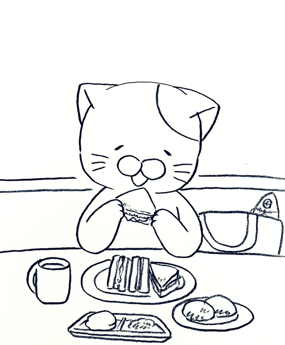 健康診断後においしいもの食べるネコ 