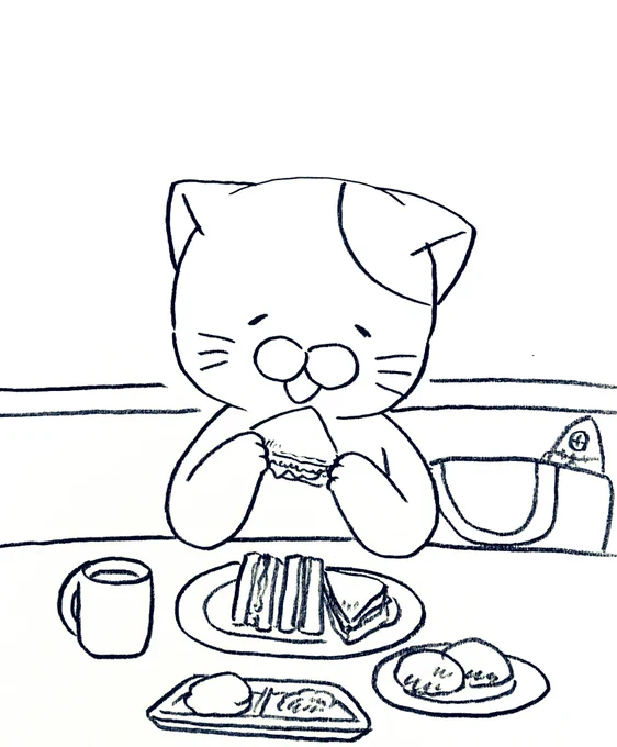 健康診断後においしいもの食べるネコ 
