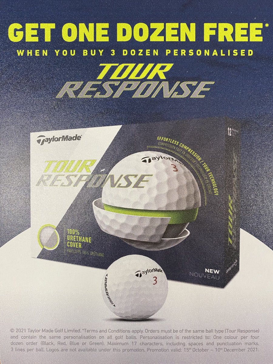 PikeHillsGC's tweet photo. #personalise your balls and get a dozen FREE when you buy 3 dozen with @TaylorMadeGolf . Available to order in store now!. 01904 700797, option shop. #christmasoffersalready #goodtimetobuy https://t.co/ITlRBwXmGS