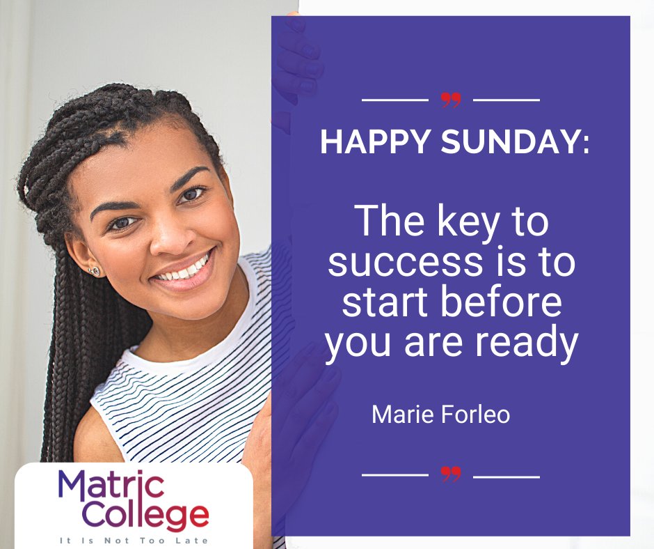 CollegeMatric's tweet photo. The key to success is to start before you are ready.

Visit our website:https://t.co/S5uKrxSuuE

Relaxing on a Sunday? Let us know what you do on Sundays in the comments below!

#bestoftheday #motivation #sundayvibes #sundays #sundayfunday #sundaymorning https://t.co/U7tU2PrIj3