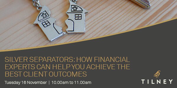 📆 Silver Separators 16 Nov 10am
Divorce is difficult at any age, but the financial implications are often more complicated when marriages end in later life. 
Join us as we look at the considerations and risks for family solicitors within this context.

tilney.zoom.us/webinar/regist…
