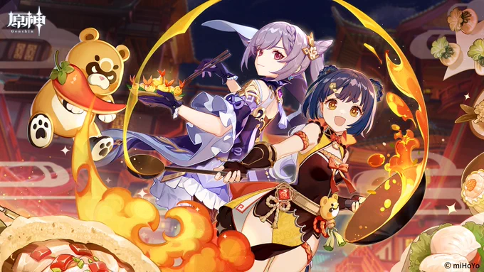 【壁紙配布】
Ver.2.1とVer.2.2のキービジュアルを使用したスマートフォン用とデスクトップ用の壁紙を配布します。
ぜひお好きなデザインをご利用ください!

▼ダウンロードはこちら
https://t.co/4dFJHfDpd5

#原神 #Genshin 