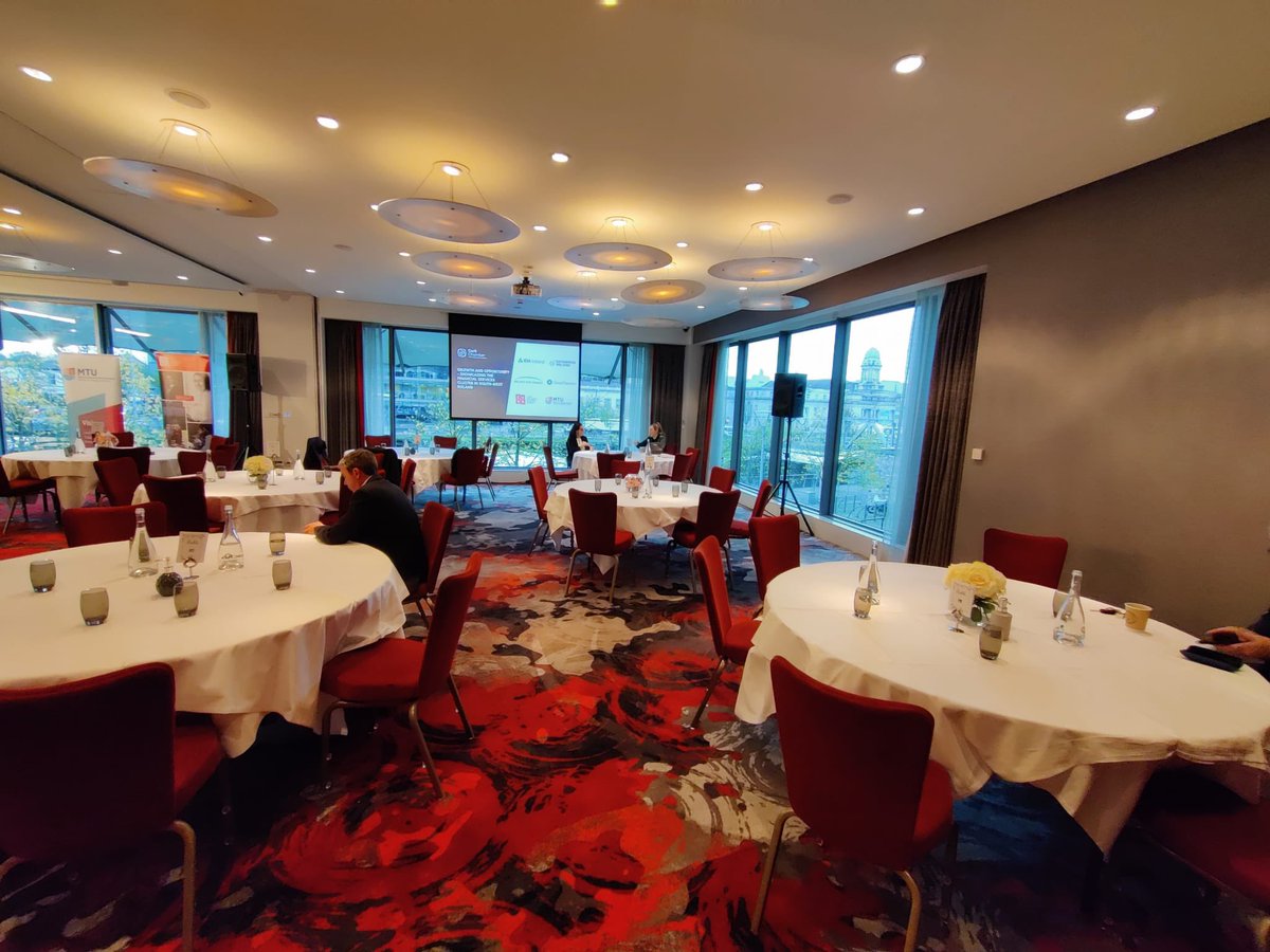 CorkChamber's tweet photo. We are more than delighted to be kicking off our first in person event.

We are about to hear from expert panellists in #IFSsouthwest and keynotes: 
➡️@mmcgrathtd, Minister for @IRLDeptPER
➡️Deirdre O'Connor, MD @BlackRock
➡️@SeanFlemingTD @IRLDeptFinance https://t.co/BD88nPJbkm