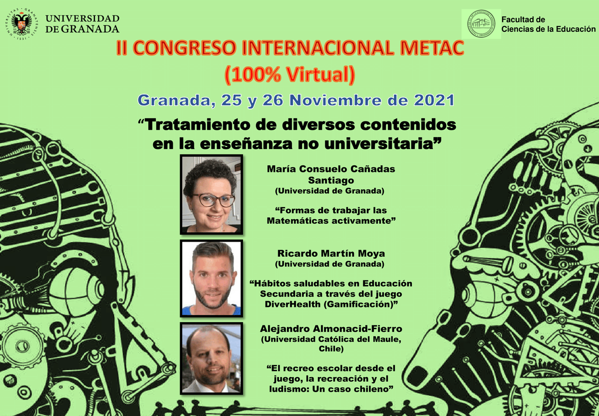 📢En la Mesa 7 contaremos con👩‍🏫María Consuelo Cañadas Santiago,👨‍🏫Ricardo Martín Moya y👨‍🏫Alejandro Almonacid-Fierro para hablar sobre el “Tratamiento de diversos contenidos en la enseñanza no universitaria”🔝
¿Te lo vas a perder?📝➡️ bit.ly/3xIaGIk 
#CongresoMETAC #UGR