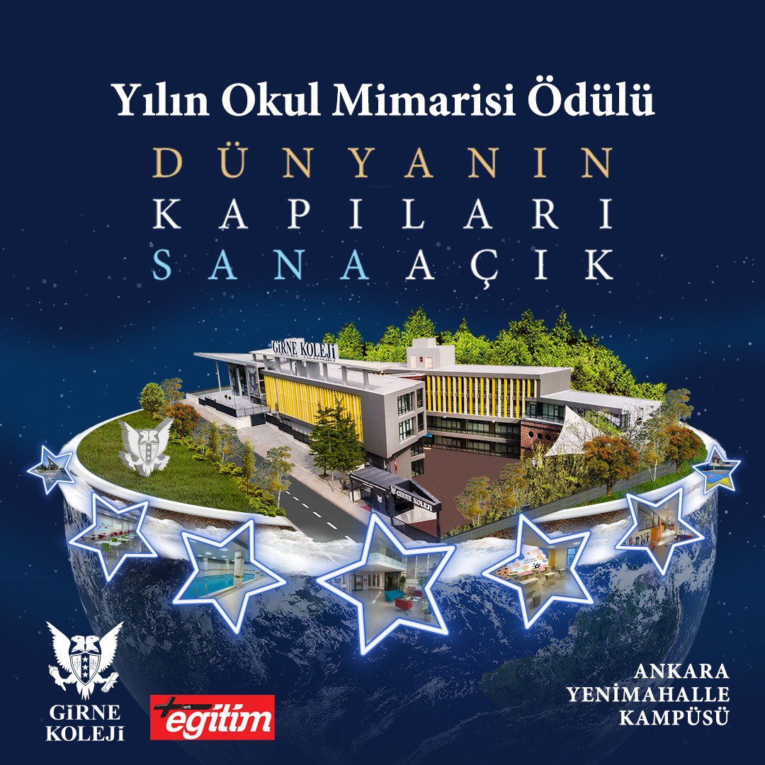 Artı Eğitim Dergisi’nin düzenlediği Yılın Eğitimde Başarı Ödülleri Töreninde Ankara Yenimahalle Kampüsümüzle “Yılın Okul Mimarisi”ödülünü aldık. #GirneKoleji #DünyanınKapılarıSanaAçık