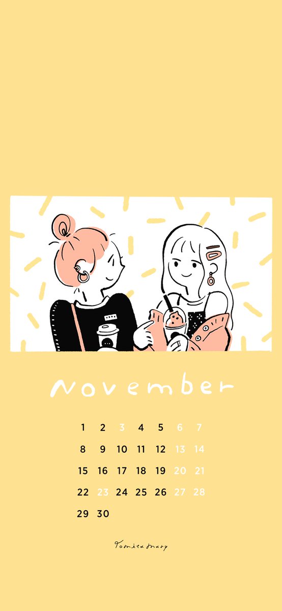 11月の待受カレンダーができました🥤
#冨田マリーの待受カレンダー 
