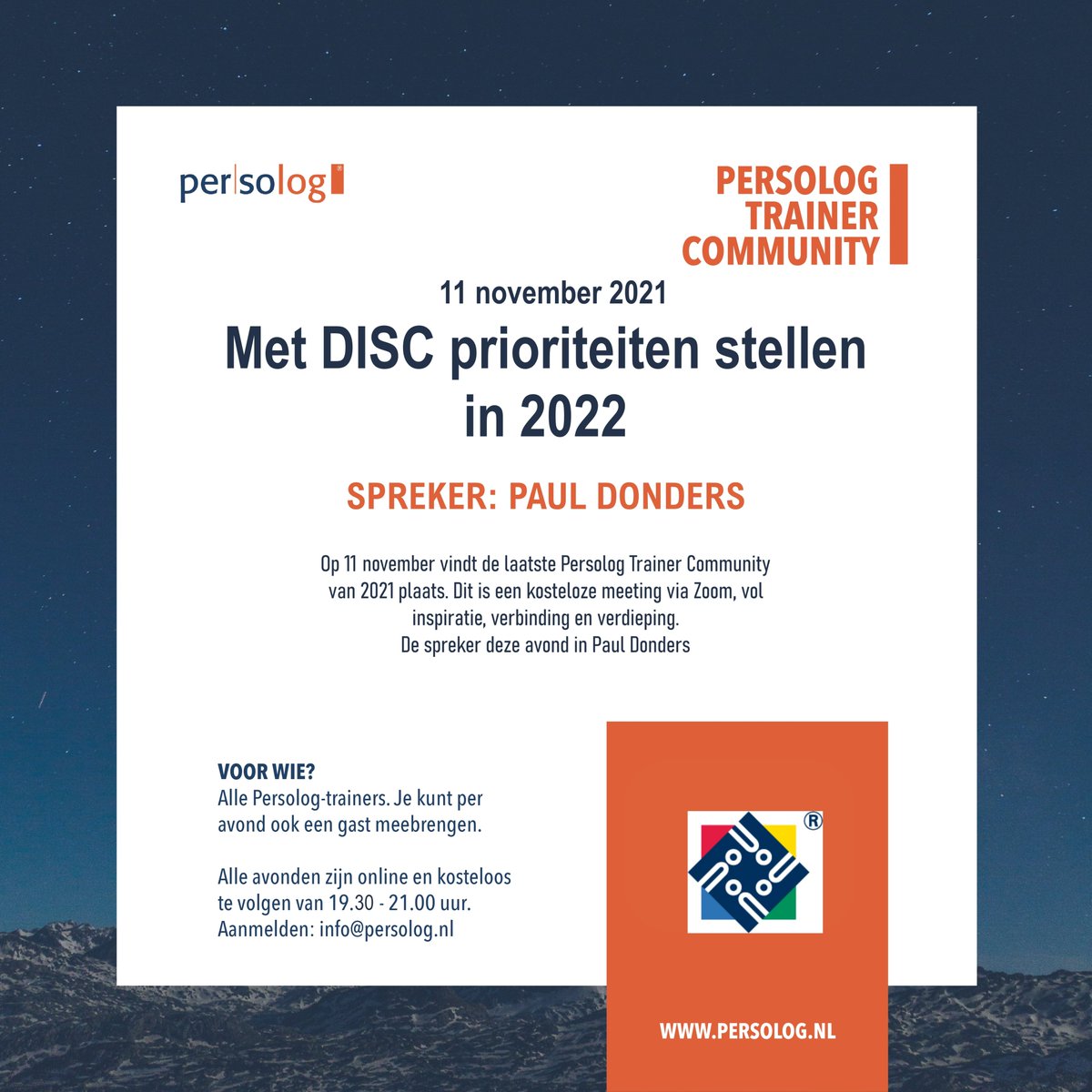 persologNL's tweet photo. De laatste PERSOLOG TRAINER COMMUNITY van 2021. Mis hem niet! https://t.co/4ZxNUVh5ke