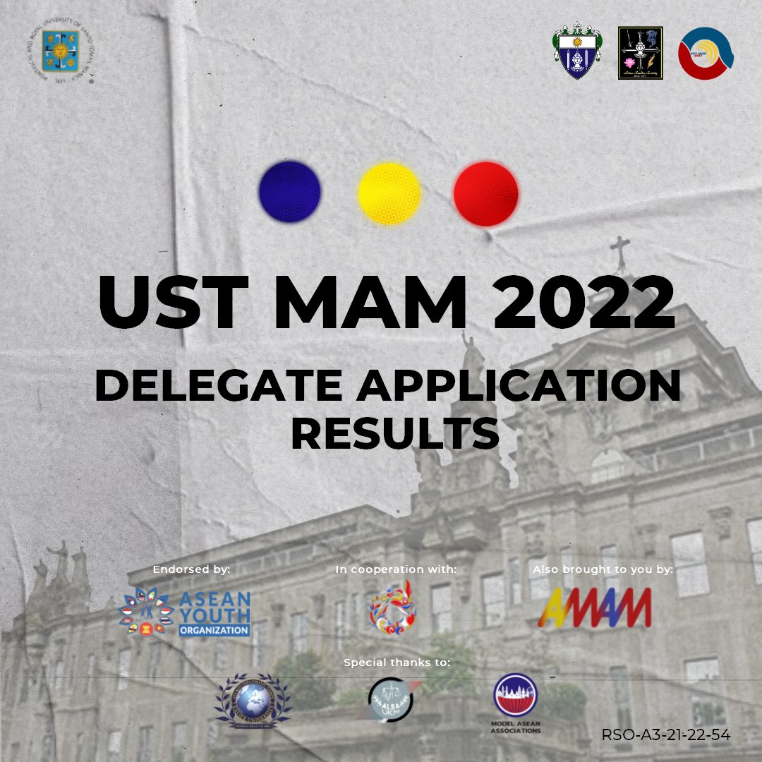 USTModelASEAN's tweet photo. 𝗧𝗵𝗲 𝗹𝗼𝗻𝗴 𝘄𝗮𝗶𝘁 𝗶𝘀 𝗳𝗶𝗻𝗮𝗹𝗹𝘆 𝗼𝘃𝗲𝗿!

Among the many ASEAN youths that stood to the screening, and after a thorough series of deliberations, we are thrilled to announce and welcome our qualified delegates for this year’s UST Model ASEAN Meeting! 

(1/4) https://t.co/AGGuoMVQzP