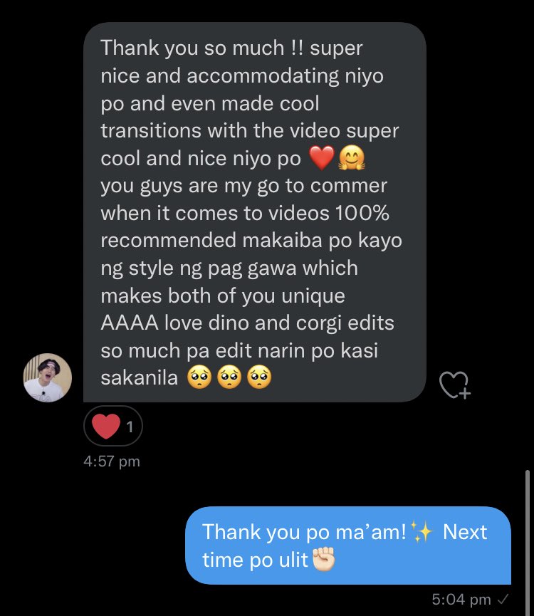 Corgiii_'s tweet image. Ang sarap mag work pag ganto yung mga feedbacks🥲 

I’ll try my best to become a better editor pa. Thank youuu sainyong lahat✨