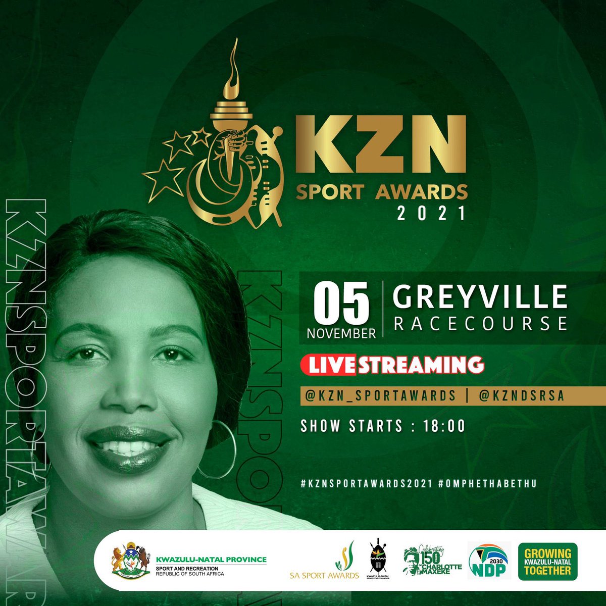 We are so excited, as the day for the prestigious 2021 KZN Sport Awards has finally come. The Awards evening is going to be awesome, starting with the red carpet hosted the beautiful @JacintaNgobese . Tune in to the livestream @KZN_SPORTAWARDS and @ KZNDSRSA from 17:30.