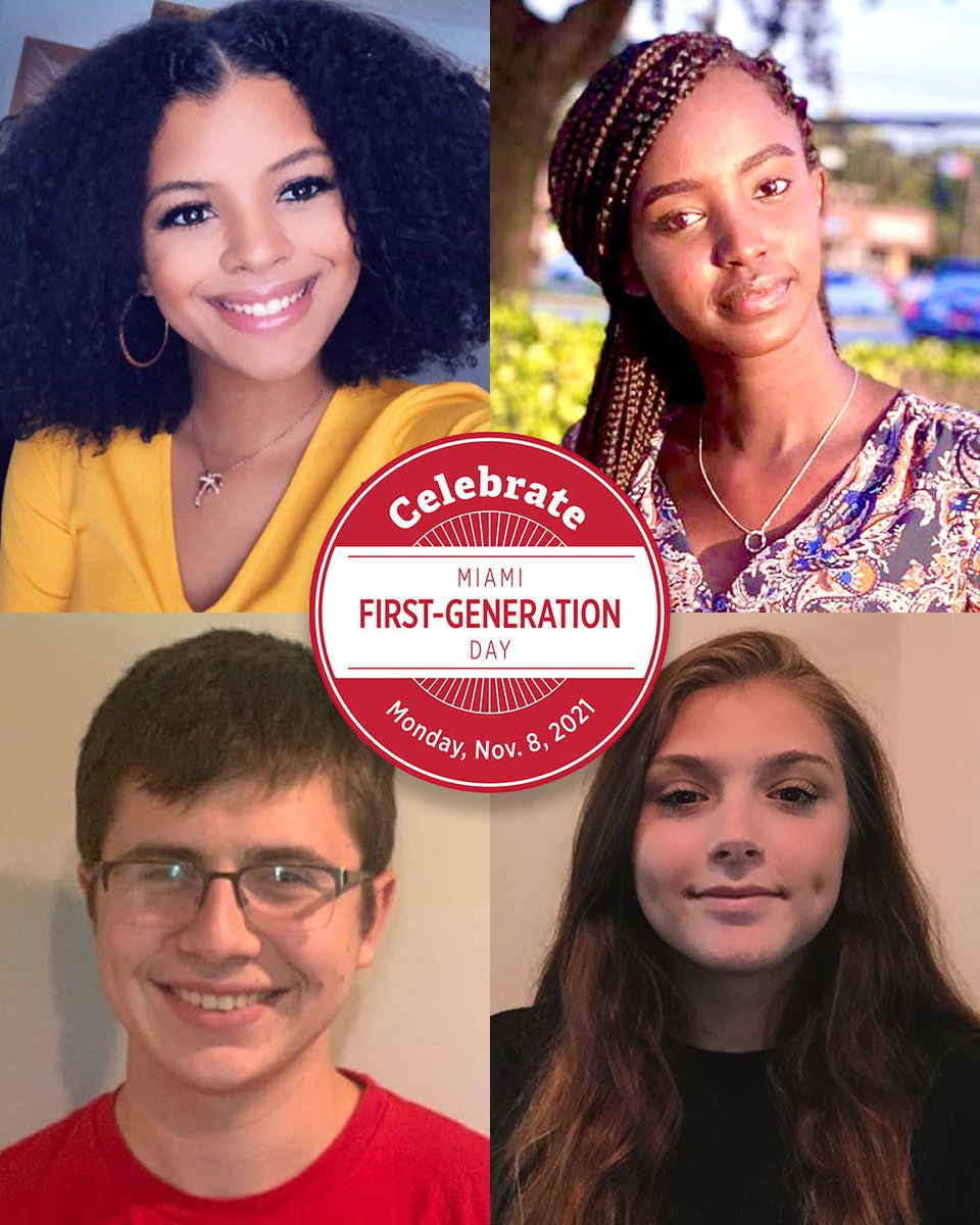 CASMiamiOH's tweet photo. CAS joins with the @miamiuniversity community to celebrate our 1st gen students on Mon, Nov 8. Help support #MiamiCASstudents (CW, from top left) Hannah Freeman, Immaculee Ingabire, Gabrielle Jones, Wyatt Ratliffe, and more by becoming an ally! Learn more: https://t.co/JcG9BdOewA https://t.co/UtcfgifwwP