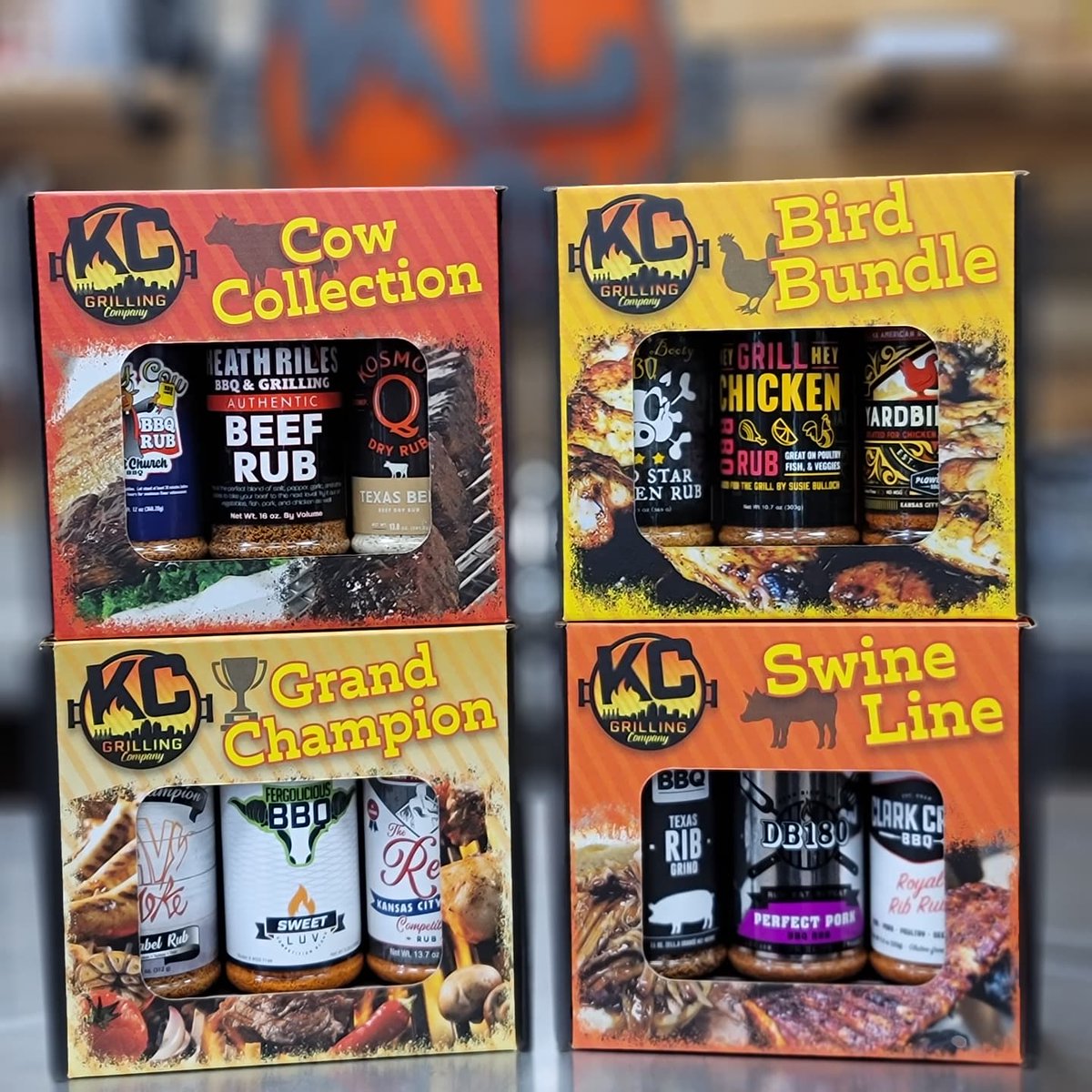 kcgrillingco's tweet photo. The rub combo packs are here! Just in time for the holidays! We've got the Swine Line, Bird Bundle, Cow Collection & Grand Champion packs. Now available at @kcgrillingco.
#kcgrillingco #olathe #kansascity #bbqlife #bbqfamily #bbqnation #holidays #combopacks #mrsfergolicious https://t.co/41koR1o8Q1
