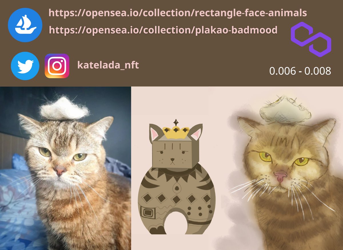 katelada_nft's tweet photo. Lets take a look to my 2 Collections on Opensea and feel fun to collect them🐱🎏😚 >>
🎊🐱 https://t.co/P14BvkDNoK
🐱🤪 https://t.co/5Xe4f9X4L5
#NFTCommunity #NFTTHAILAND #polygonnft #NFTs #nftdrop #polygon #nftthaicommunity #nftjapan #RectangleFaceEp1 #PlakaoBadmood https://t.co/sMdPP7QDQt