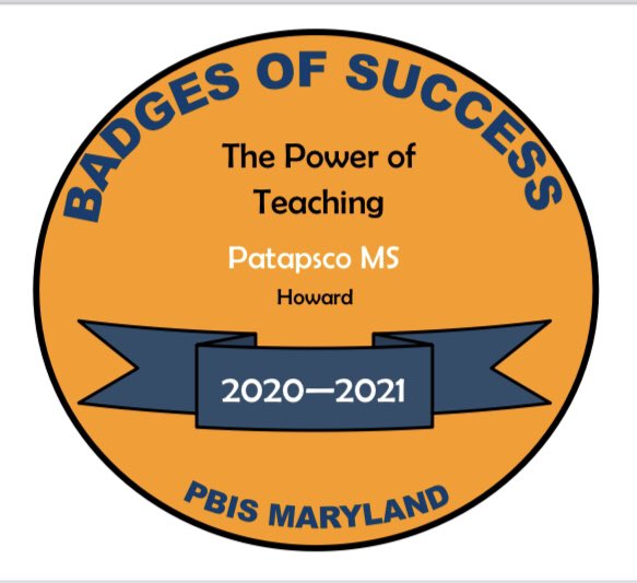 hcpss_pms's tweet photo. Let’s celebrate! Our school is being recognized for three badges of success from Maryland PBIS! This is through our student recognition efforts. #OnePatapsco https://t.co/aVKaoEjebe