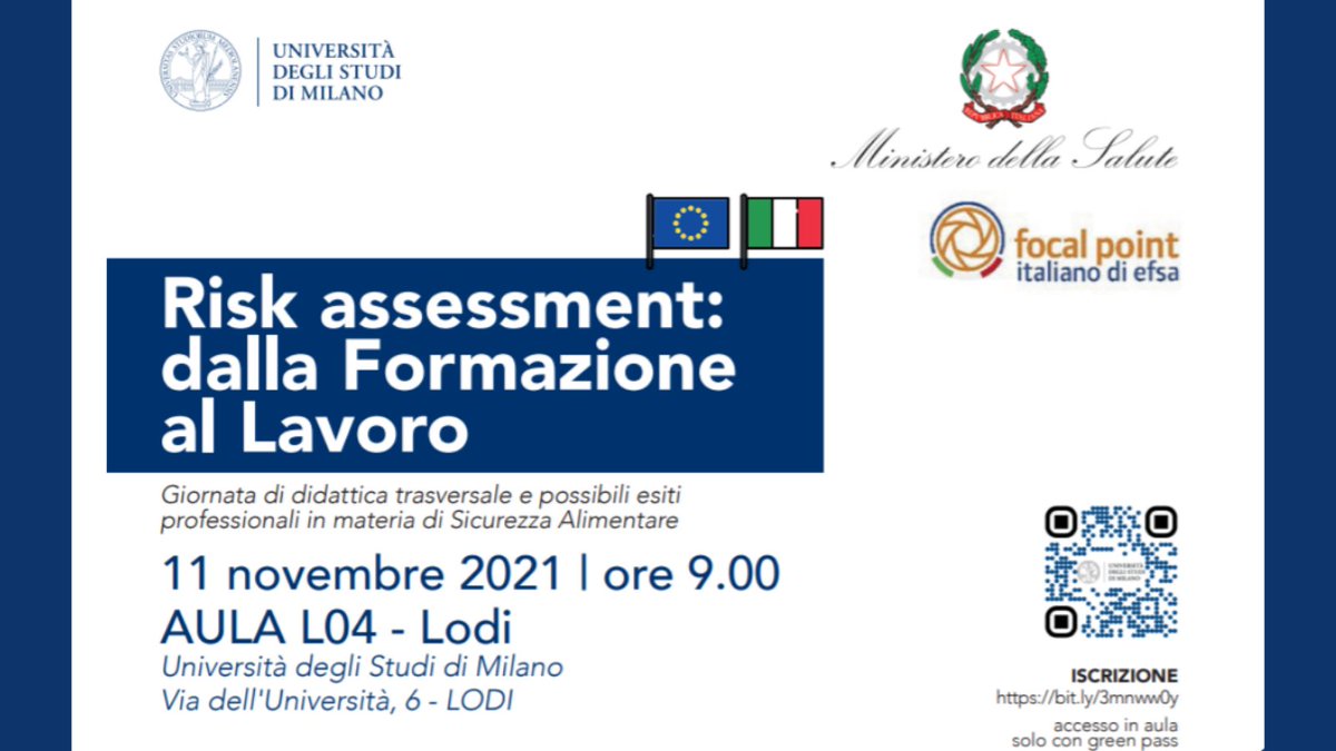 LaStatale's tweet photo. 📌 #11novembre, al Polo di #Lodi @LaStatale, una giornata di didattica trasversale con attenzione alle opportunità nel campo della #SicurezzaAlimentare in particolare per neolaureati/e di ambito veterinario, zootecnico e biotecnologico animale 👉https://t.co/RJUX2DrK6H @EFSA_EU https://t.co/uAAYxf3vpk